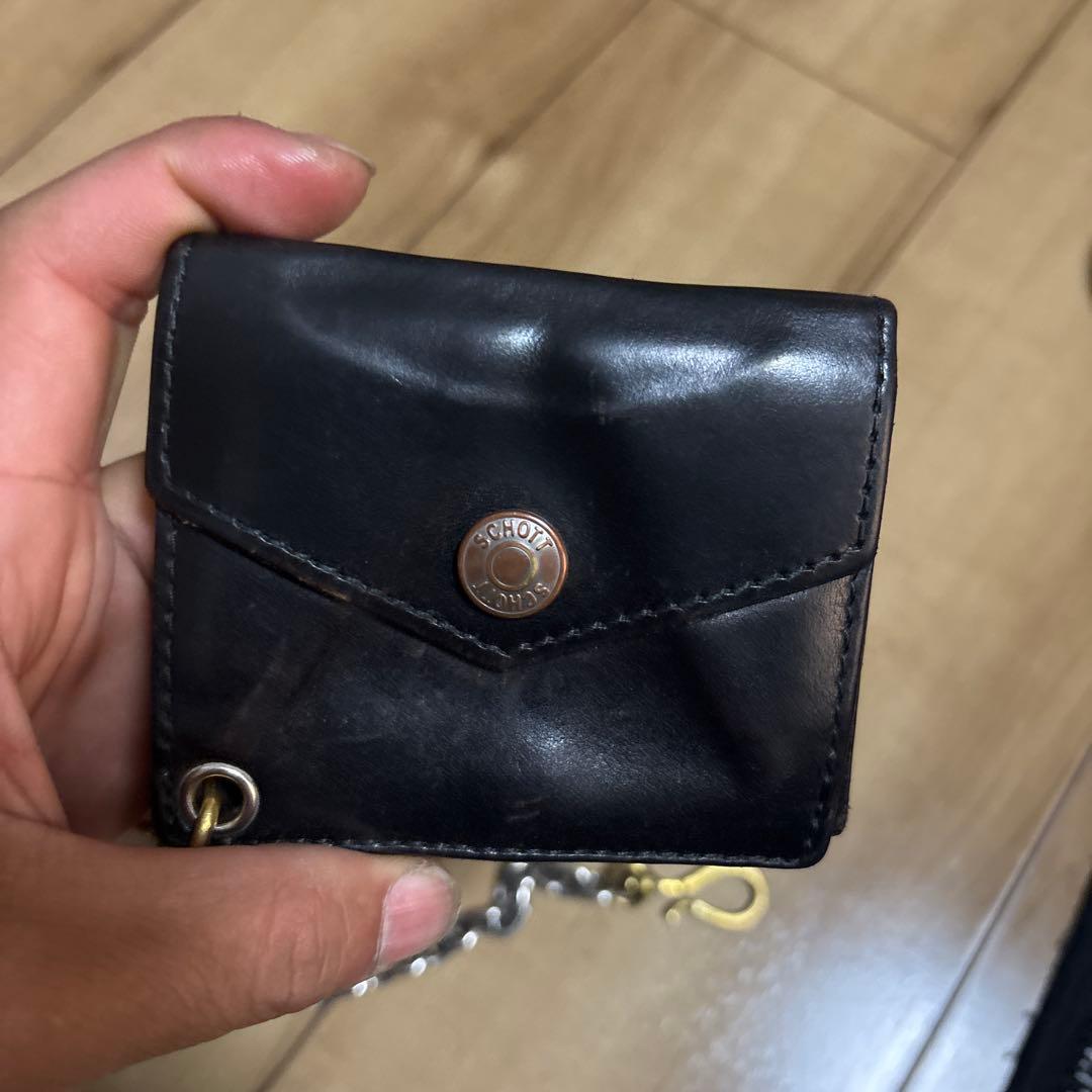茶芯 ショット schott 三つ折り財布 ウォレットチェーン アメカジ 古着
