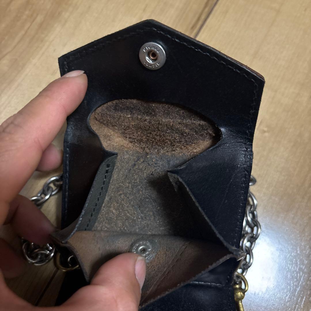 茶芯 ショット schott 三つ折り財布 ウォレットチェーン アメカジ 古着