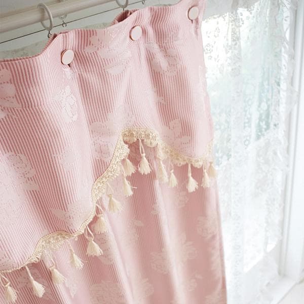 遮光2級《横100×縦135cm ×2枚》ピンク ローズ ドレープカーテン