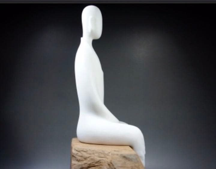 フランス画廊取扱 作家物 マット白磁禅スタイル　オブジェB