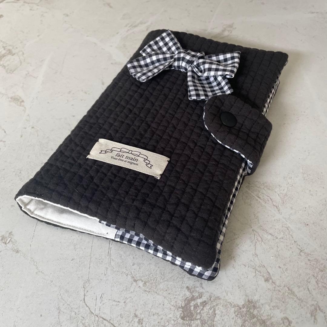 A6バインダー&バインダーカバーセット 韓国 ヌビ生地 ブラック リボン