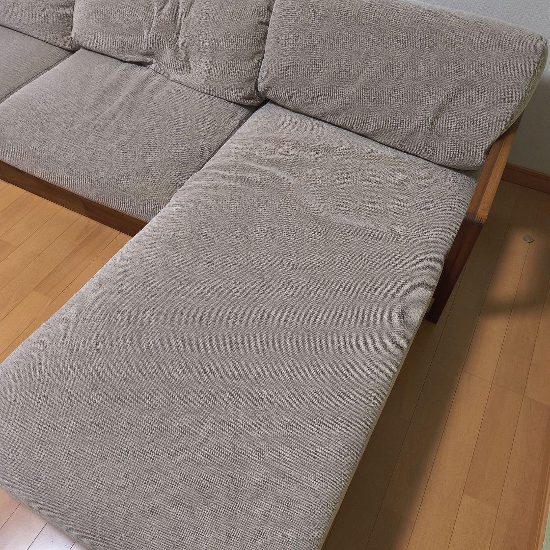 【引き取り限定】マナベインテリアハーツ　3人掛けカウチソファ　肘付き