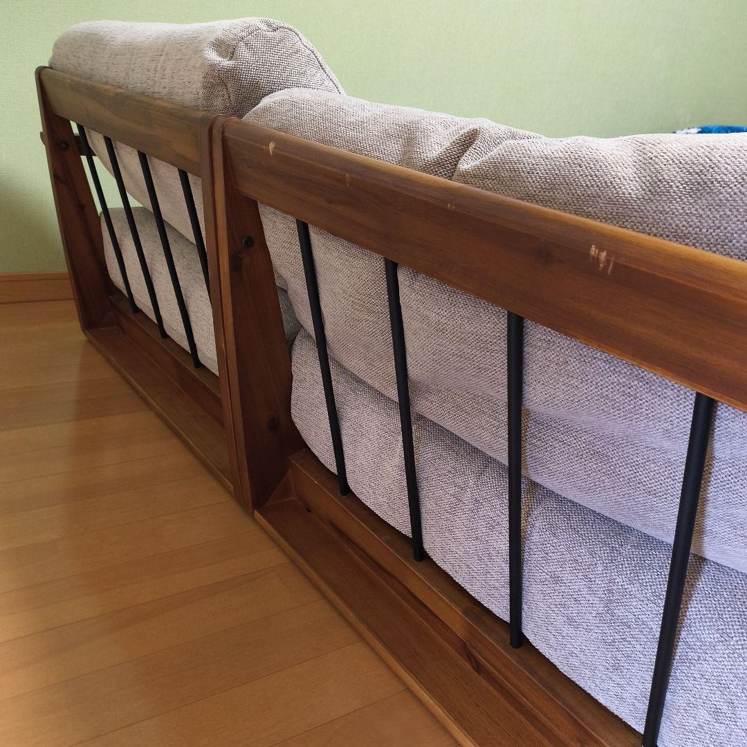 【引き取り限定】マナベインテリアハーツ　3人掛けカウチソファ　肘付き