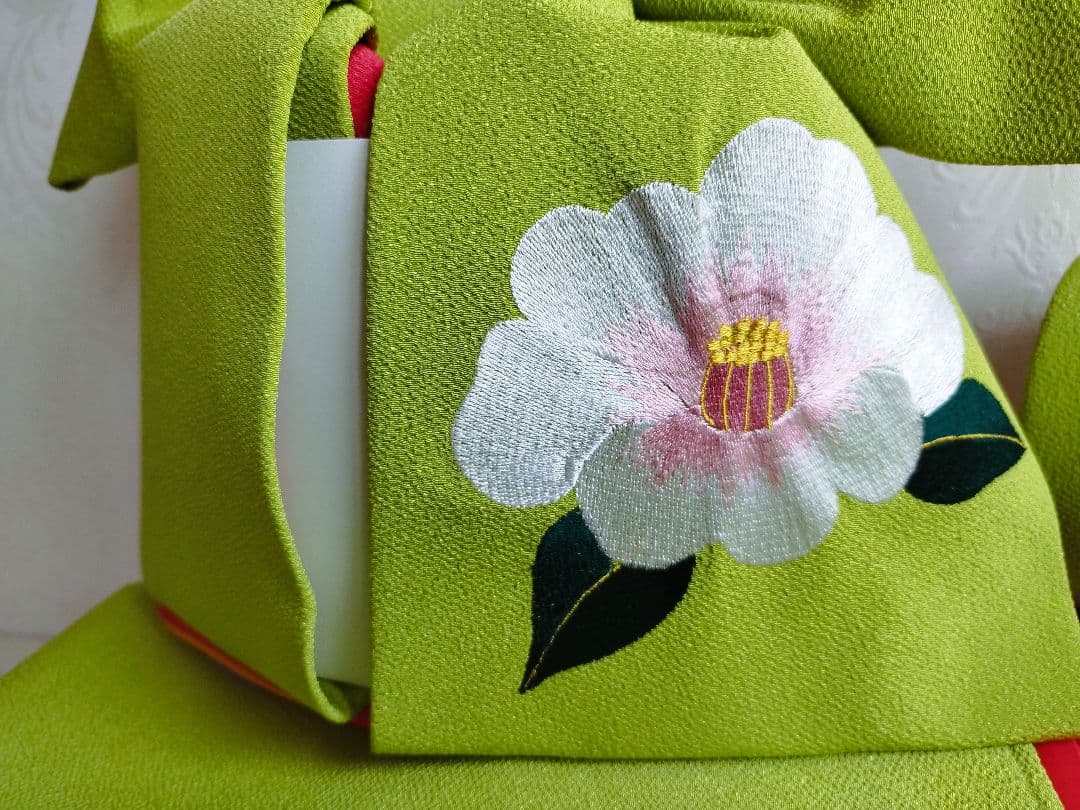 専用です☆上級品☆抹茶　縮緬　刺繍　作り帯と筥迫セット