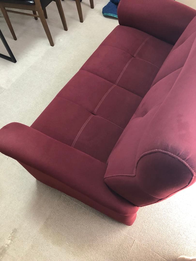 引き取り可能【美品】村内家具 2人掛けソファ 村内ファニチャー ボルドー ワイン