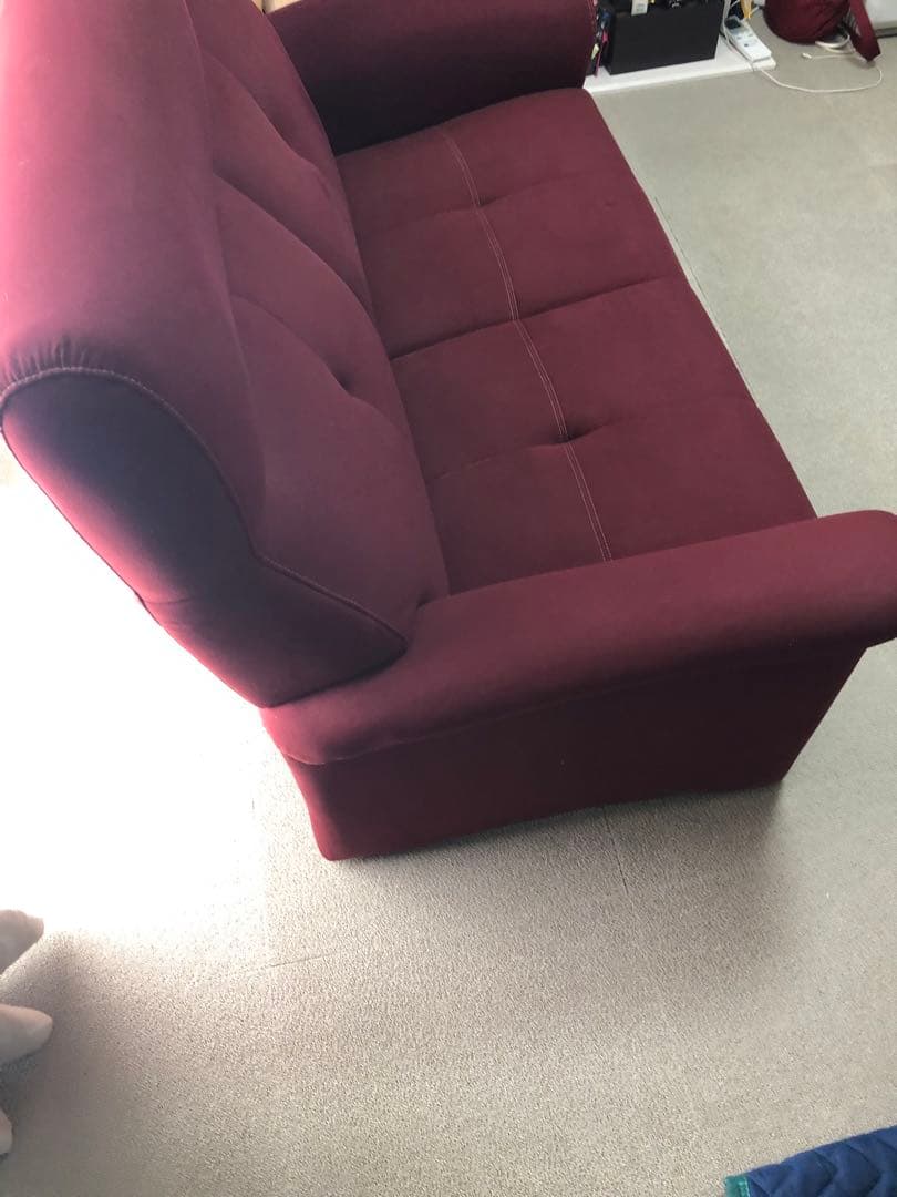 引き取り可能【美品】村内家具 2人掛けソファ 村内ファニチャー ボルドー ワイン