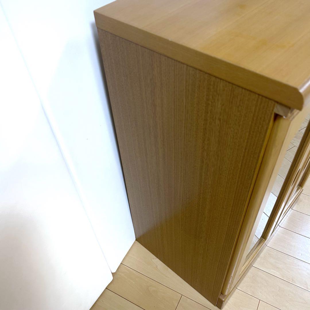 北欧ガラスキャビネット 木製 木研株式会社 コンパクト 可動棚3枚 食器