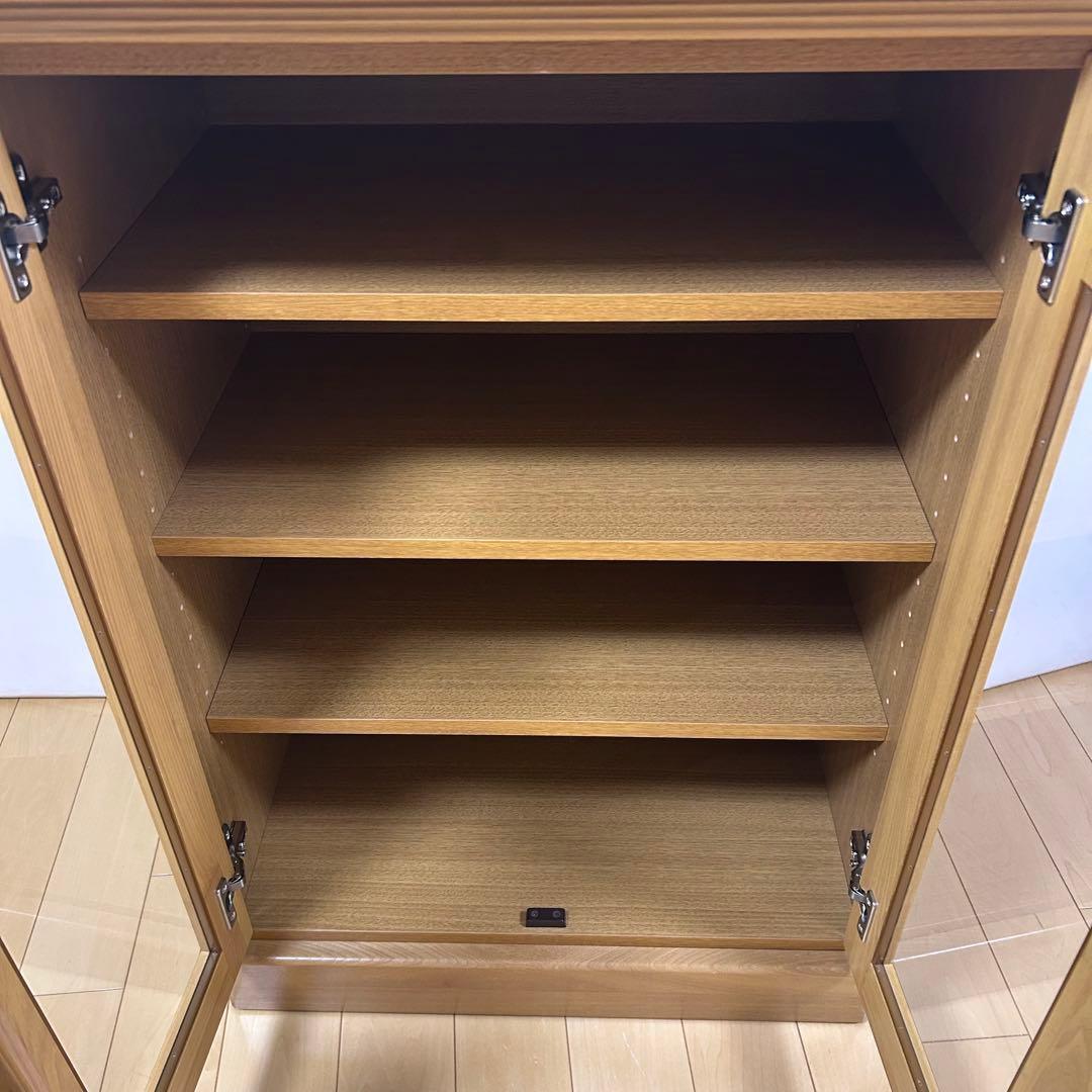 北欧ガラスキャビネット 木製 木研株式会社 コンパクト 可動棚3枚 食器