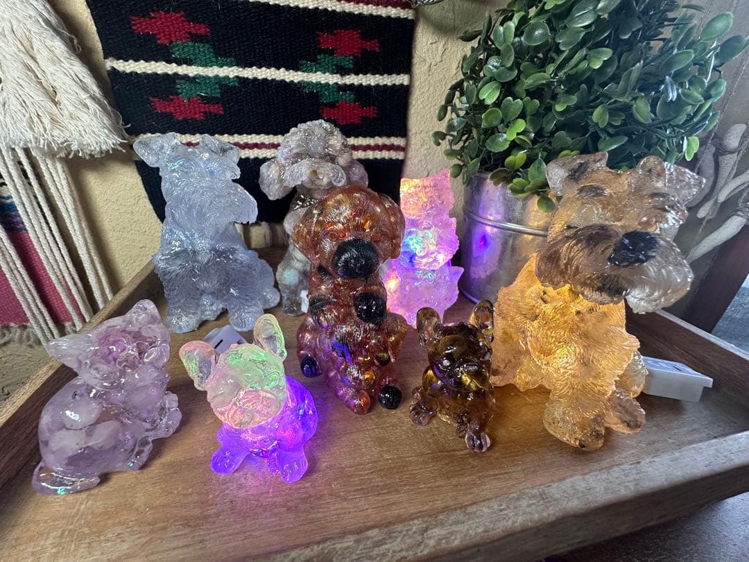 ミニチュアシュナウザー　クラッククォーツ　オーロラ水晶