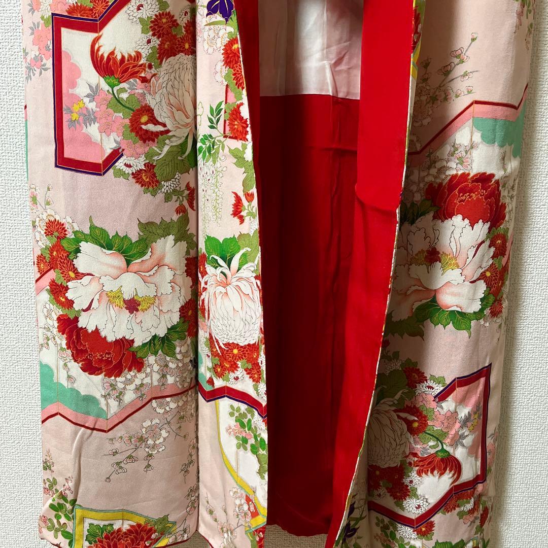 七五三　ハーフ成人式　ピンク　正絹　アンティーク　大正ロマン　花柄