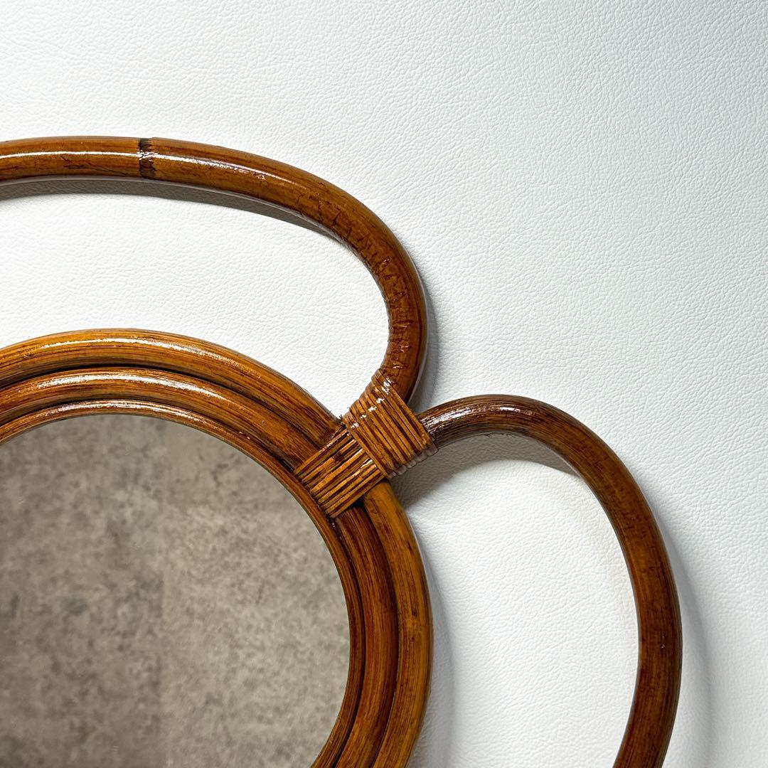 【タグ付き未使用】カザマ Kazama ウォールミラー ラタン 藤 壁掛け 鏡