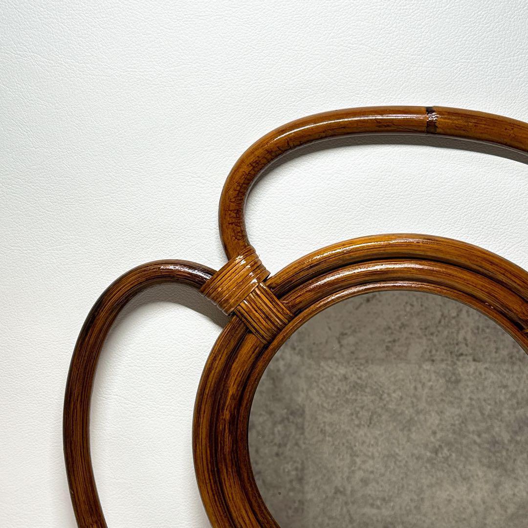 【タグ付き未使用】カザマ Kazama ウォールミラー ラタン 藤 壁掛け 鏡