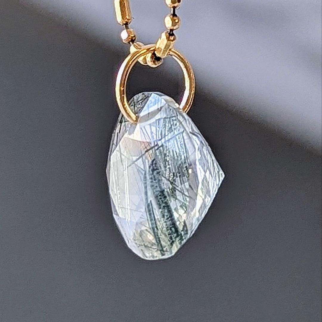 ♢miyumiyu♢K18 グリーンルチル イン クォーツ 4.1ct