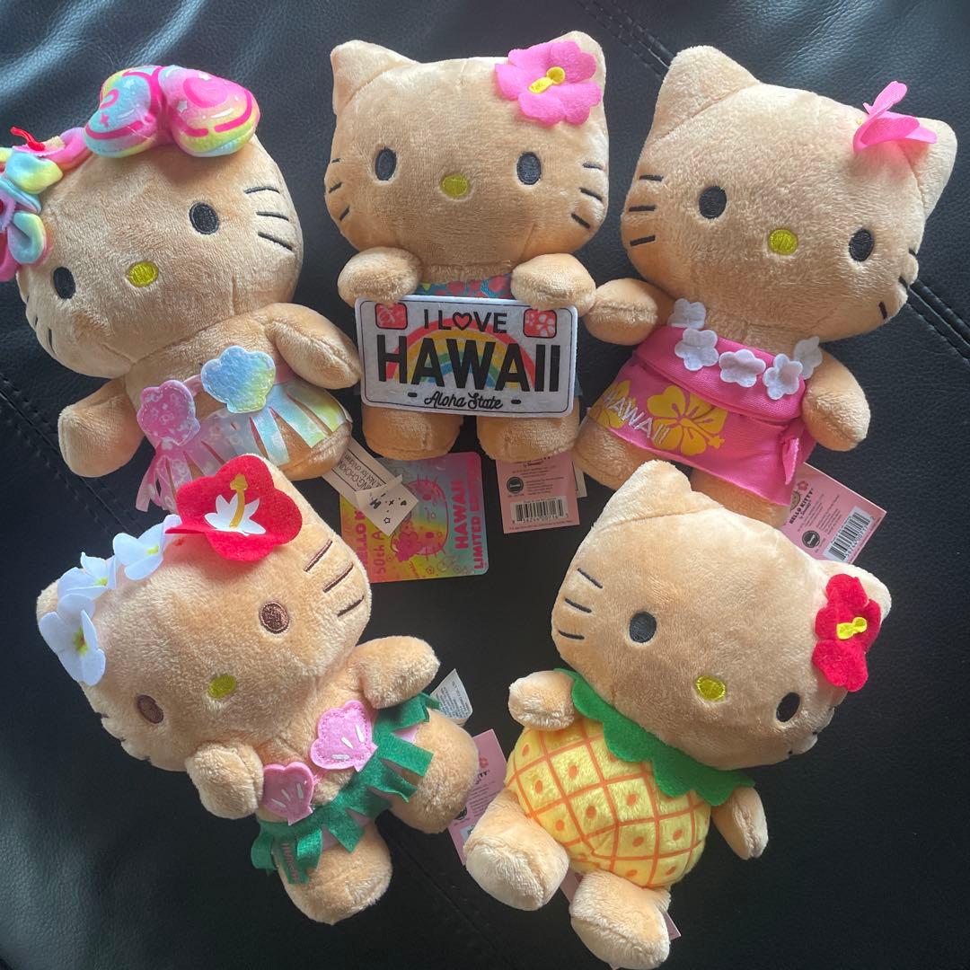 新品タグ付 ハワイ 日焼けキティちゃん ハローキティ ぬいぐるみ 5点