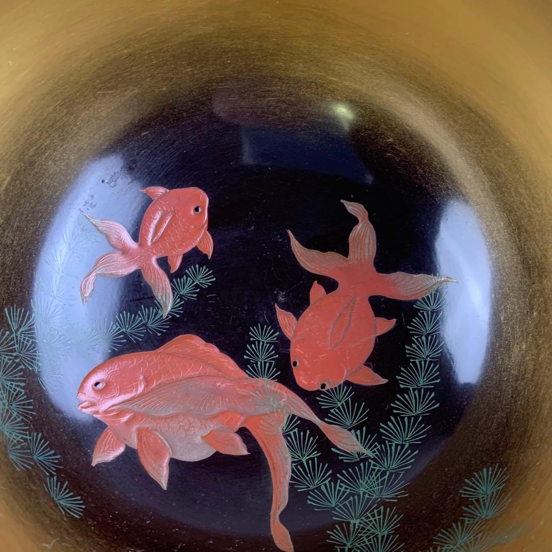 蒔絵 金魚 金彩 黒塗 塗り物 蒔絵 金蒔絵 椀 漆器 漆塗 菓子鉢 器