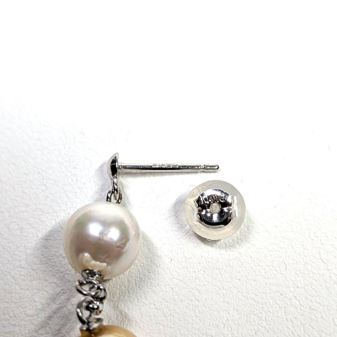 ​【リメイク新品】K14WG アコヤ真珠 3連ピアス　7ミリ