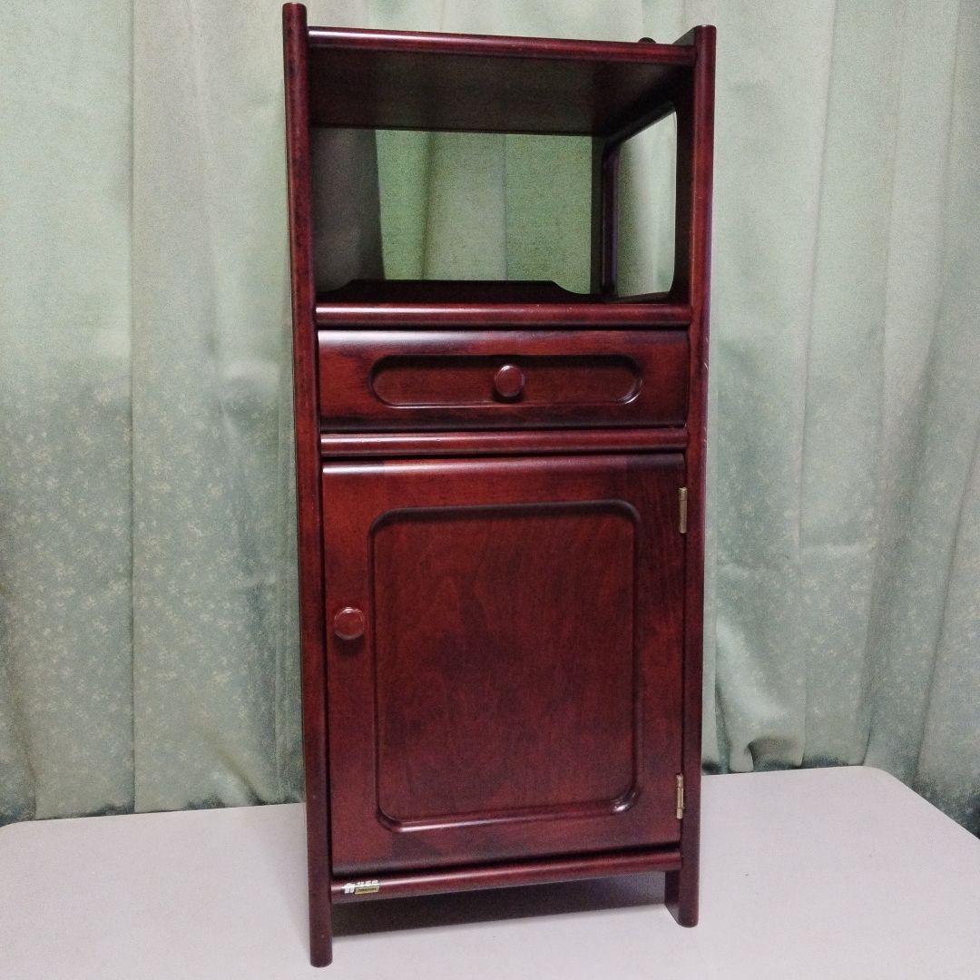 オールドカリモク　電話台　花台　　小物入れ　引き出し付　高級家具