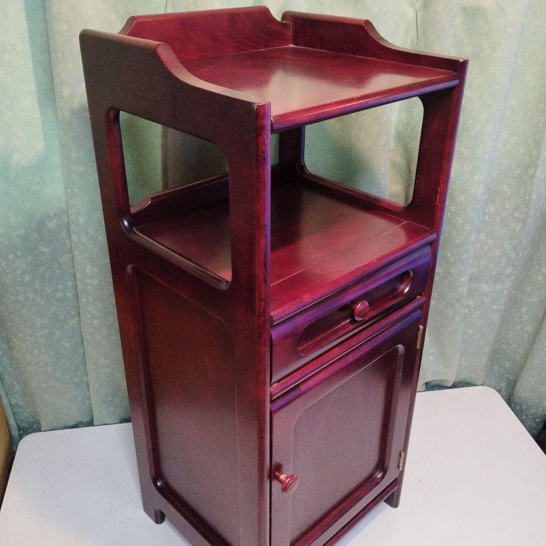 オールドカリモク　電話台　花台　　小物入れ　引き出し付　高級家具