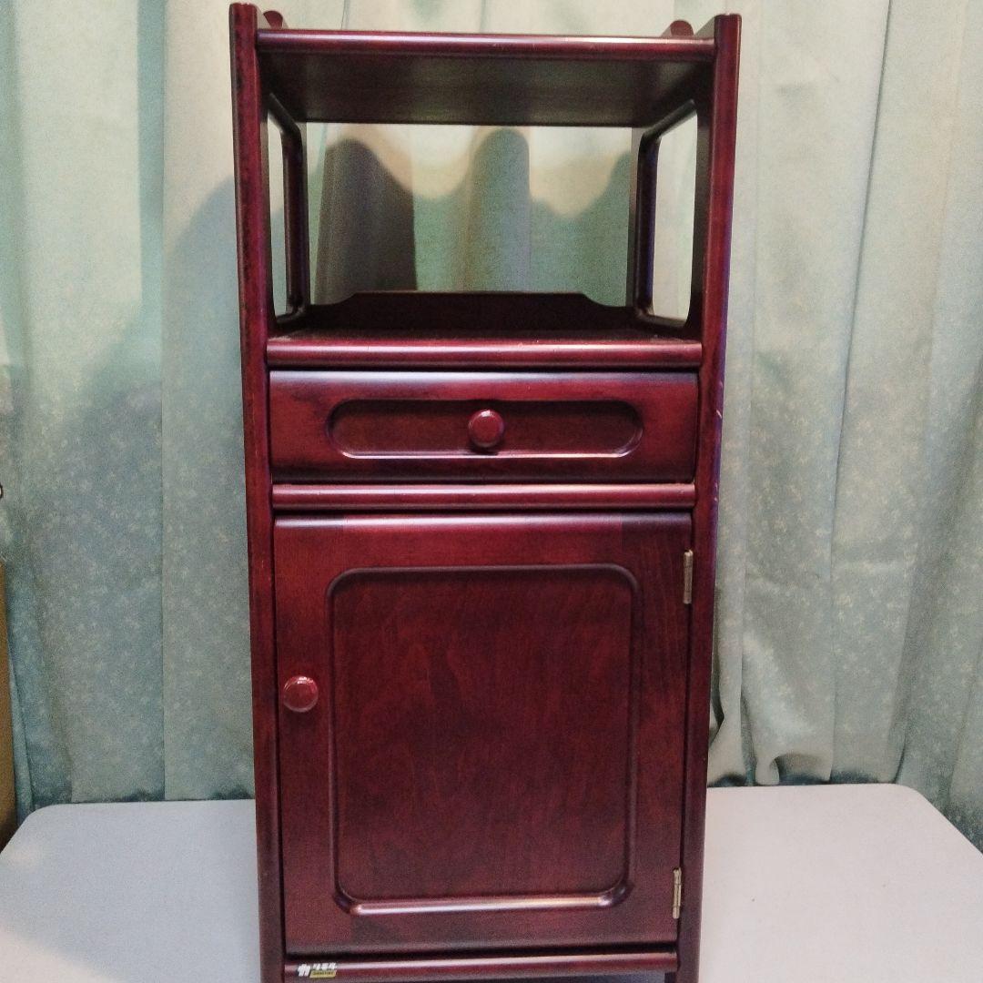 オールドカリモク　電話台　花台　　小物入れ　引き出し付　高級家具