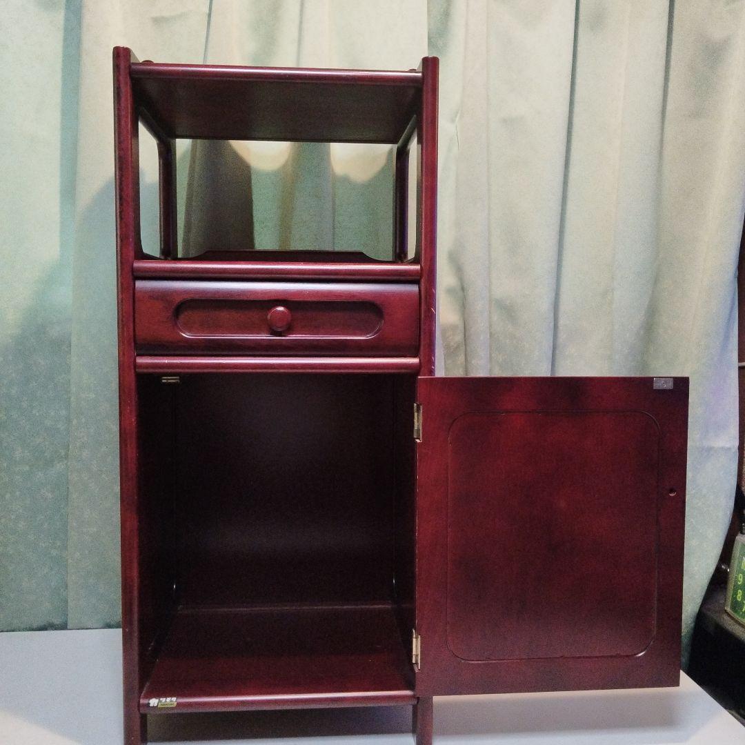 オールドカリモク　電話台　花台　　小物入れ　引き出し付　高級家具