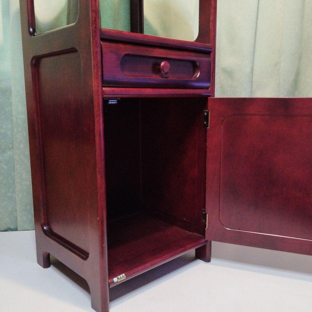 オールドカリモク　電話台　花台　　小物入れ　引き出し付　高級家具