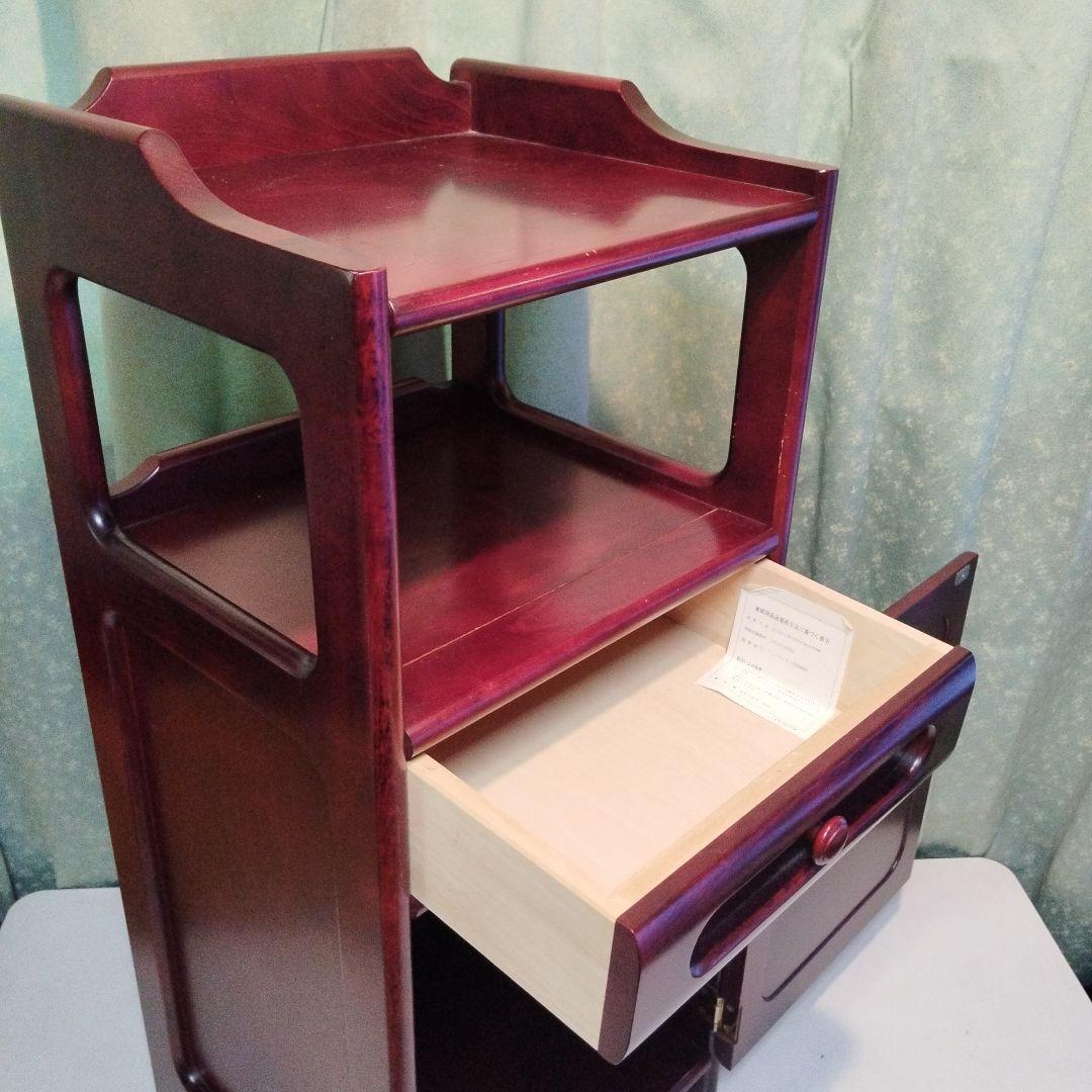 オールドカリモク　電話台　花台　　小物入れ　引き出し付　高級家具