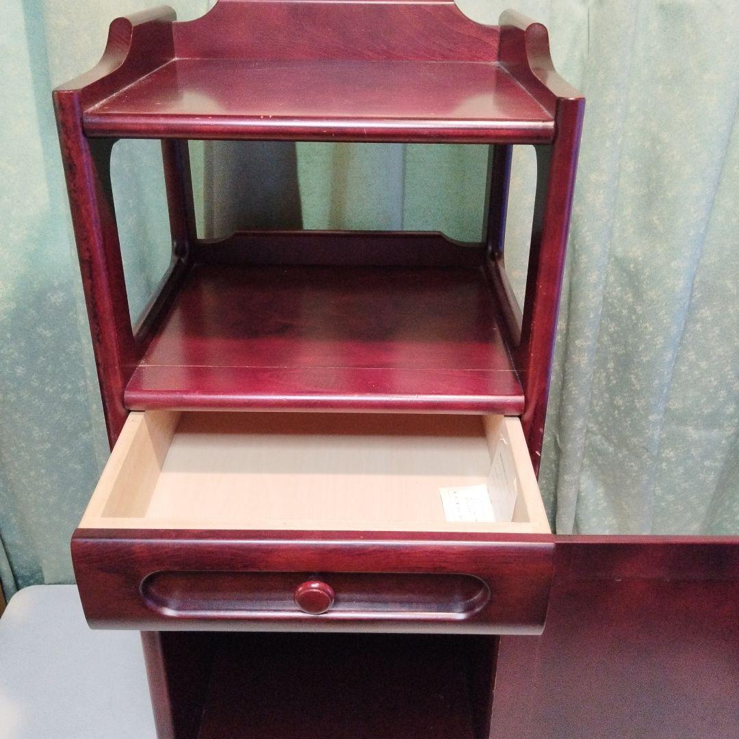 オールドカリモク　電話台　花台　　小物入れ　引き出し付　高級家具