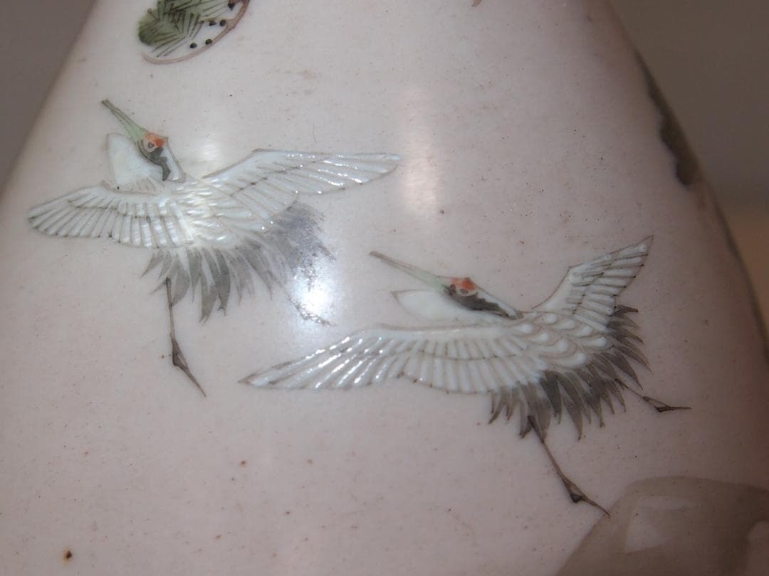 骨董・良品】明治期 九谷焼 於九谷/久香堂 大徳利 10客 山水鶴松図 酒