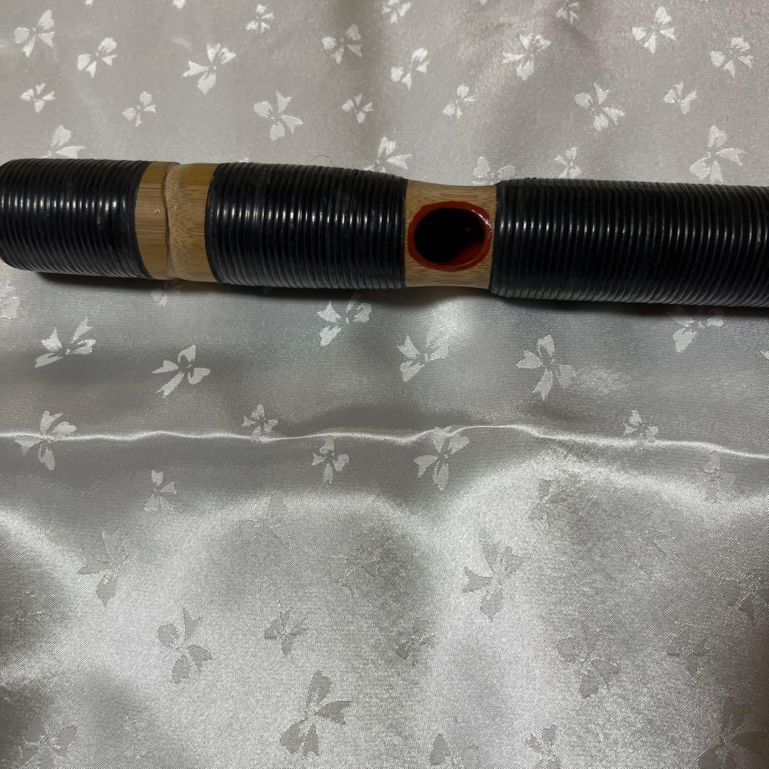 天然煤真竹八つ割管籐巻き龍笛　内袋付