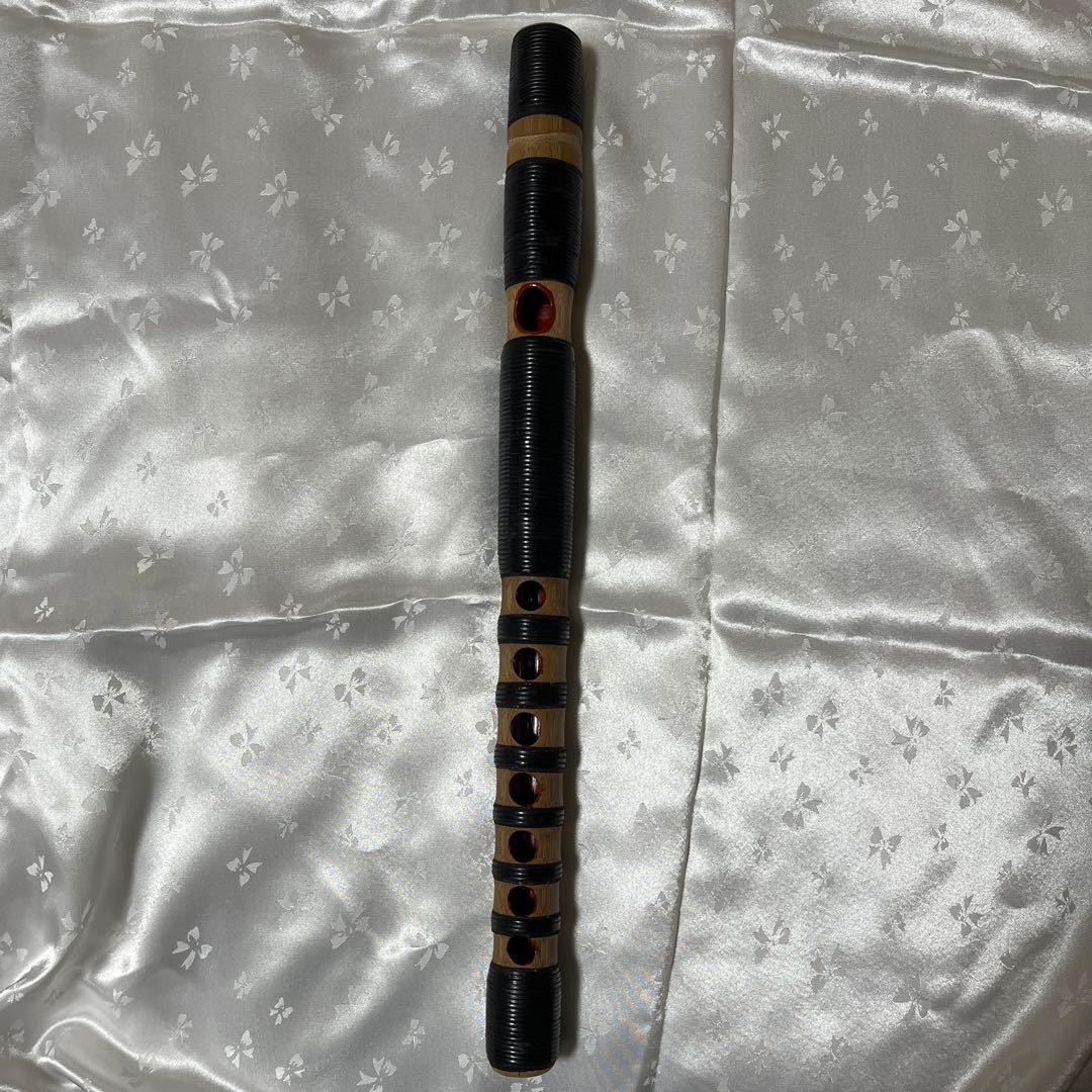 天然煤真竹八つ割管籐巻き龍笛　内袋付