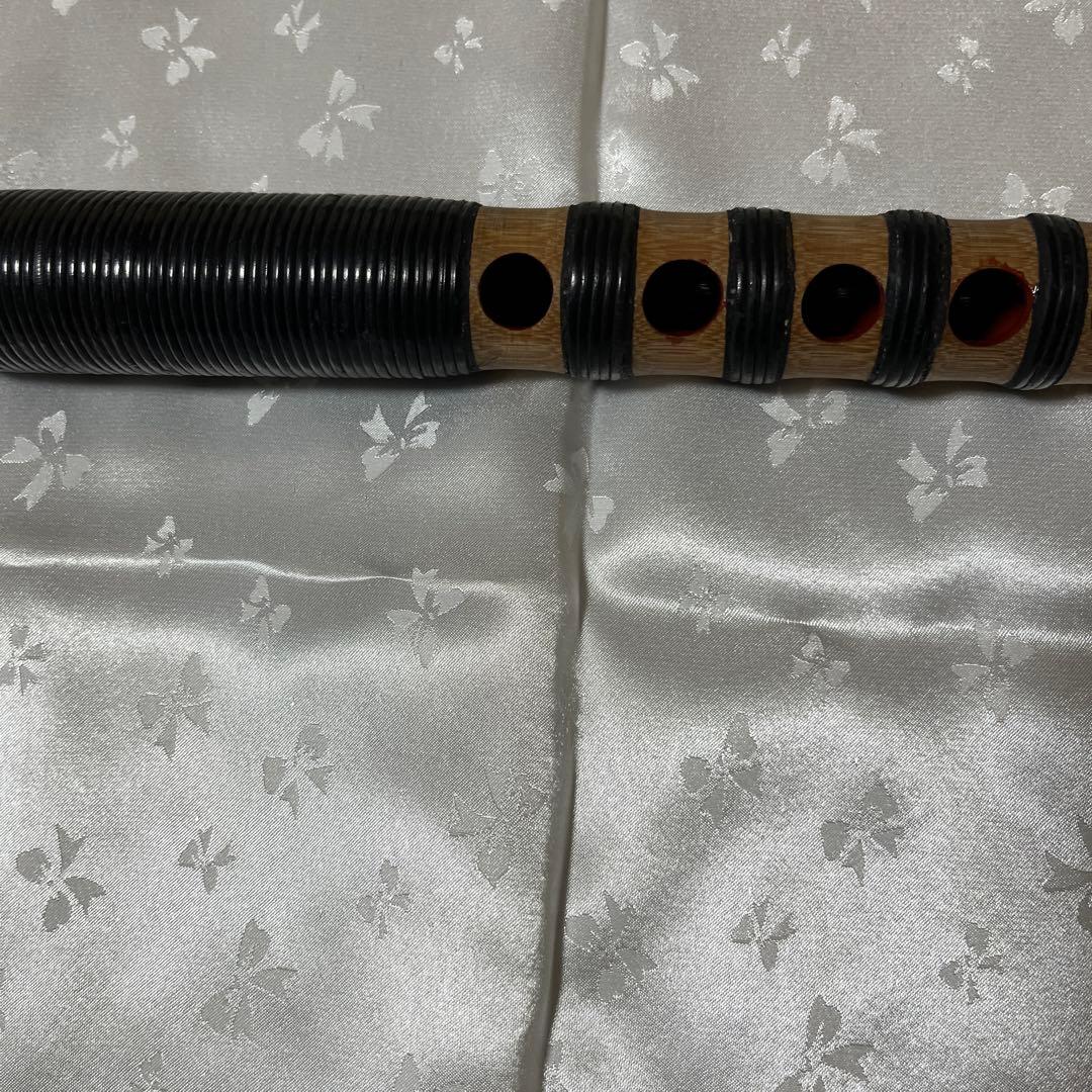 天然煤真竹八つ割管籐巻き龍笛　内袋付