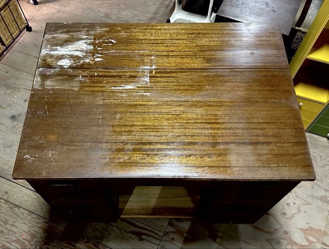 SNT1058 レトロ アンティーク 両袖デスク 机 テーブル 木製 作業台