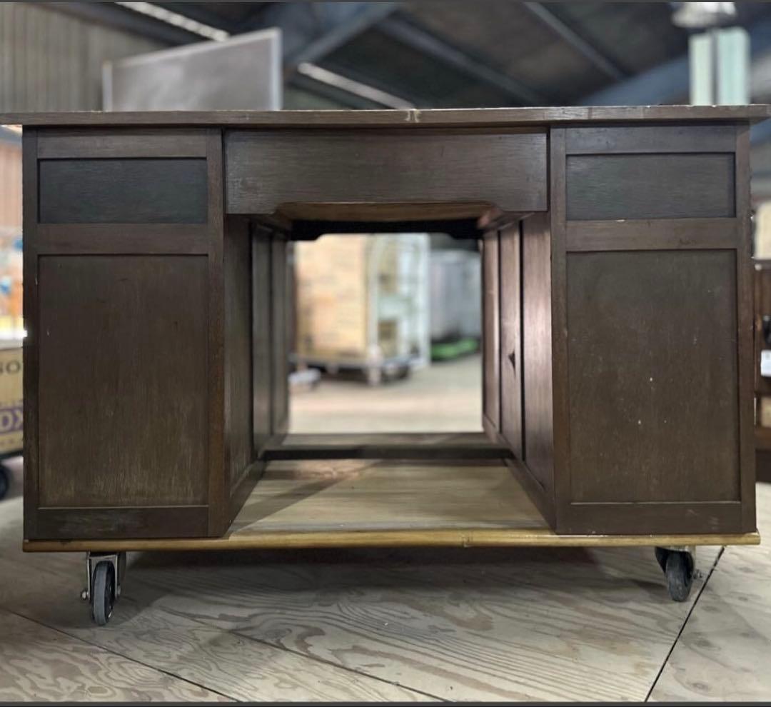 SNT1058 レトロ アンティーク 両袖デスク 机 テーブル 木製 作業台