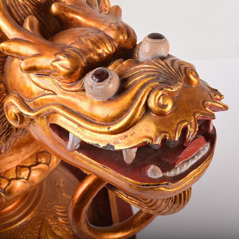 中国　玉石彫　彩色鍍金　神獣　大香炉　重さ約14㎏ V 4108C