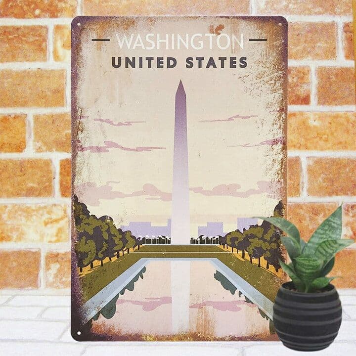 デザイン看板A4】ワシントン記念塔★ポスター絵インテリア壁掛けアメリカン雑貨お
