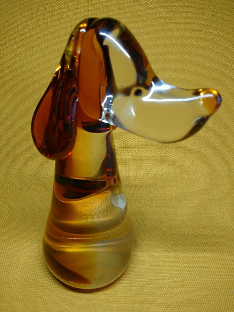 いぬ　犬　ダックスフント　ガラス　置物　インテリア　工芸品　美術品　A1549