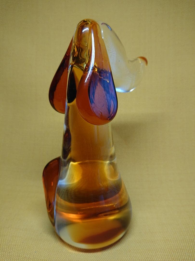 いぬ　犬　ダックスフント　ガラス　置物　インテリア　工芸品　美術品　A1549