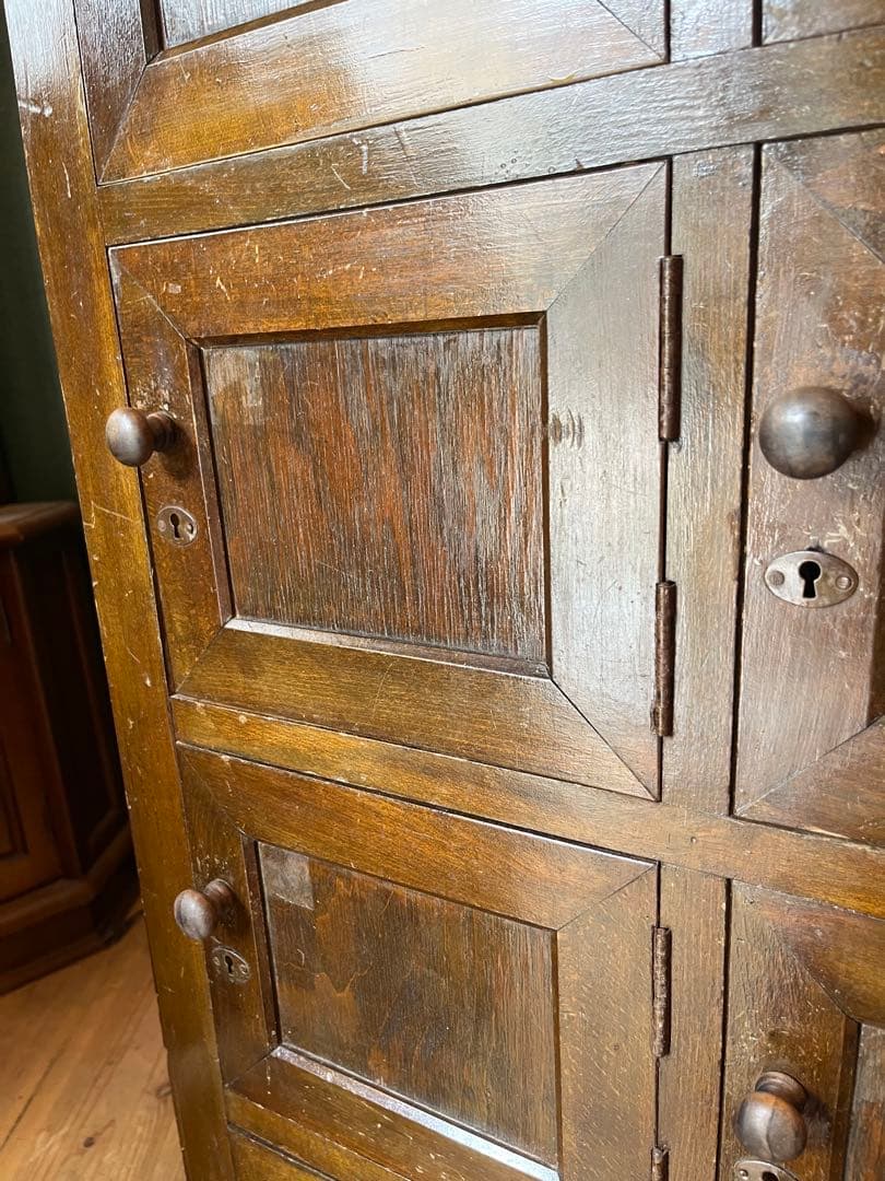 希少 多収納 木製 ロッカー インテリア アンティーク ビンテージ 昭和レトロ