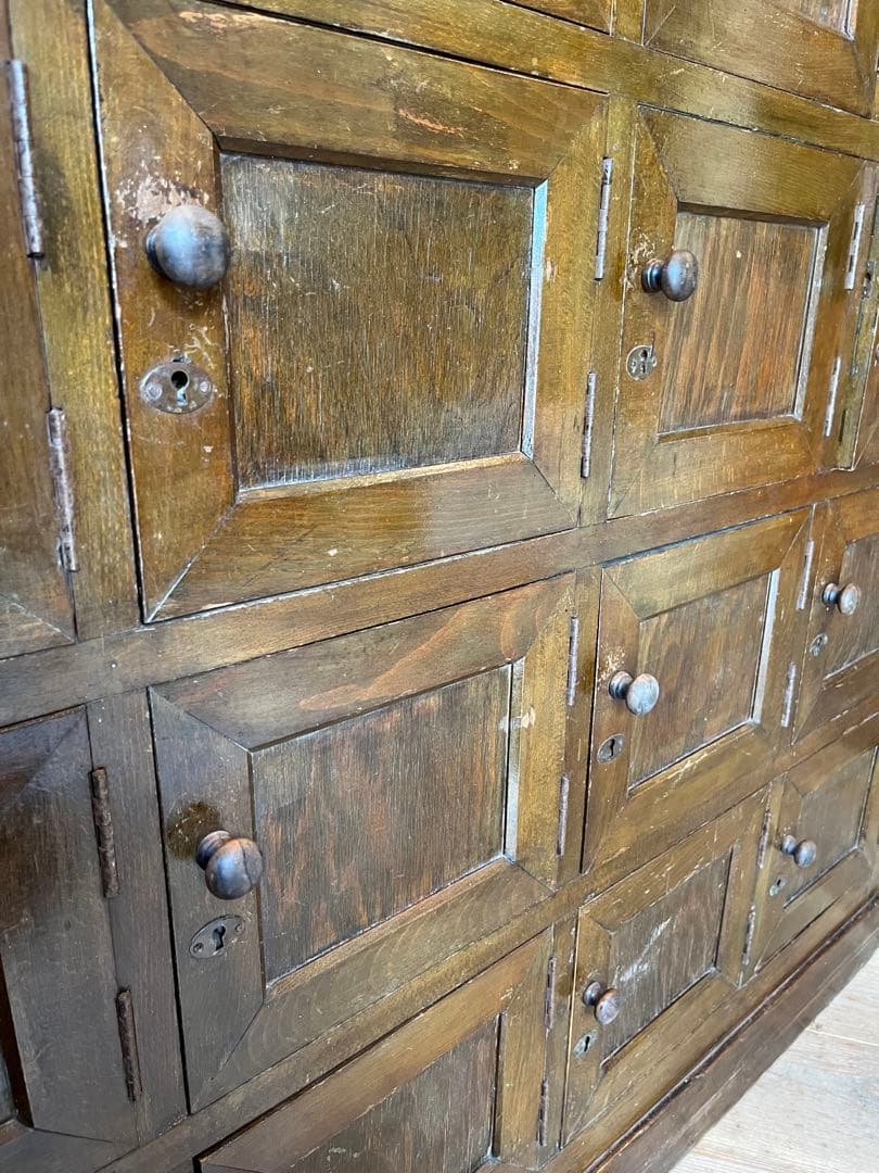 希少 多収納 木製 ロッカー インテリア アンティーク ビンテージ 昭和レトロ