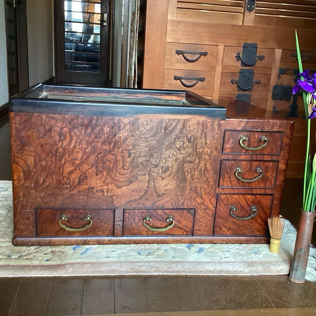 江戸火鉢 長火鉢 関東火鉢 欅 玉杢 銘木 （特注五徳付） - メルカリ