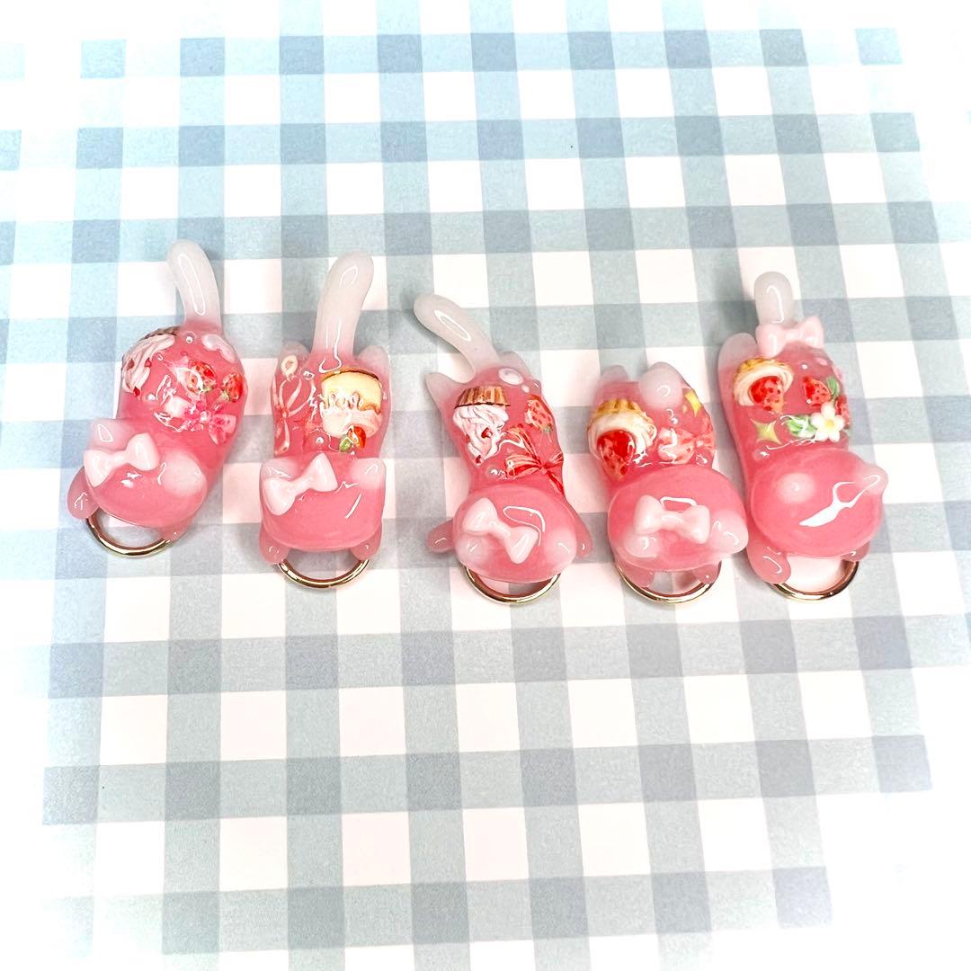 カップケーキ　リボン　猫　５個セット