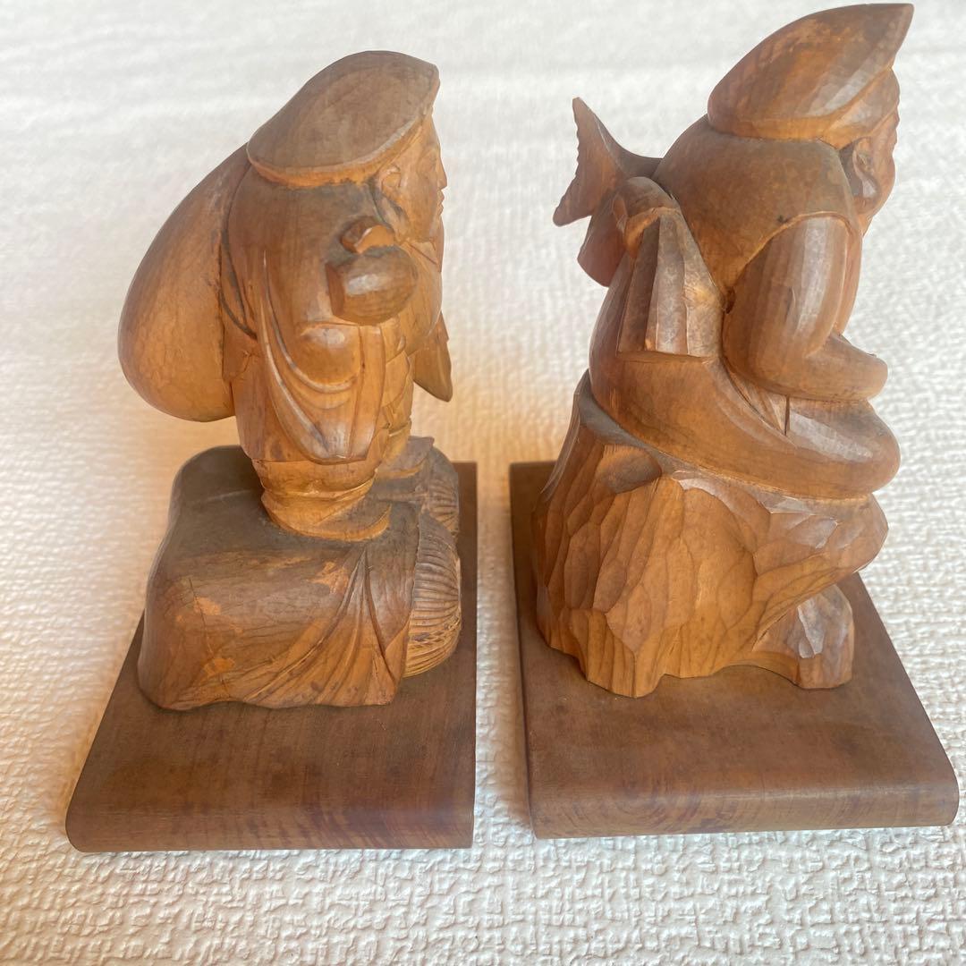 希少✨大黒天様　恵比寿様　正晴　木彫　七福神　縁起物　商売繁盛　共箱有