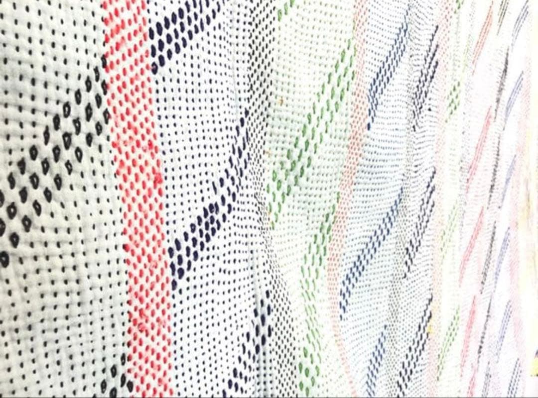 金糸が美しいラリーキルト カンタ刺繍　刺し子　エスニック　ハンドメイド　パッチワ