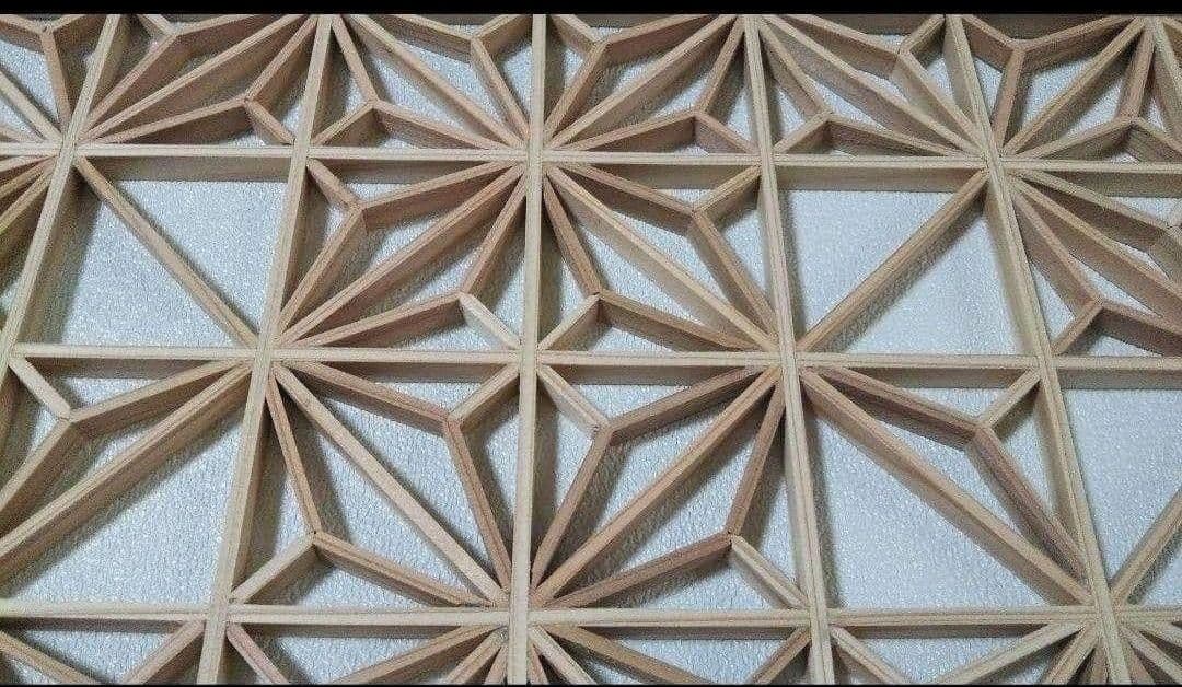 37❣️特価❣️麻の葉組子　アクリル板入り　2枚一組 木製額縁