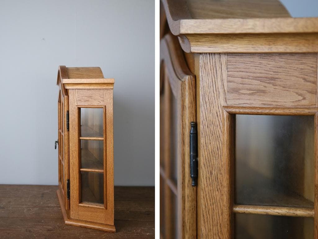 英国アンティーク壁掛けウォールキャビネット/木製シェルフ/飾り棚/(91-250