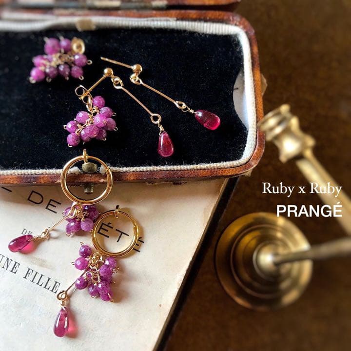 高品質アメトリンフラワーカービングとアメトリン蕾の豪華ピアス