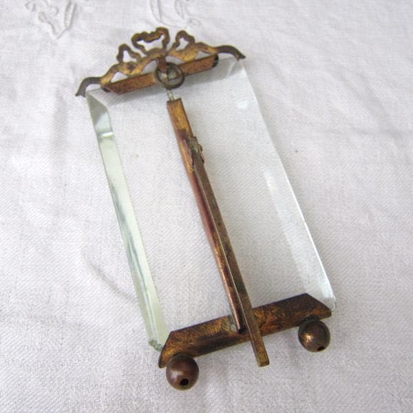 真鍮リボン ガラスフォトスタンド フランスアンティーク