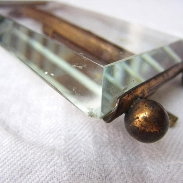 真鍮リボン ガラスフォトスタンド フランスアンティーク