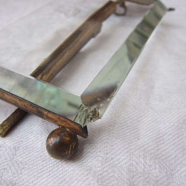 真鍮リボン ガラスフォトスタンド フランスアンティーク