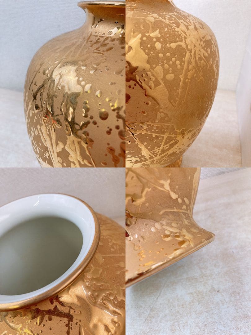 G*n様 ナルミ ボーンチャイナ 総金彩 花瓶 フラワーベース 壺 花入 花器